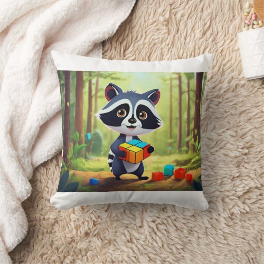 Raccoon Rubik’s Forest Puzzle Kussen (Deken)