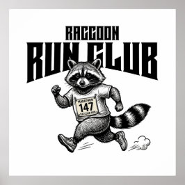 Raccoon Run Club Marathon Retro Trash Panda  Poster