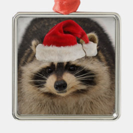 Raccoon santa-versiering metalen ornament