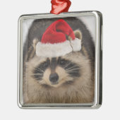 Raccoon santa-versiering metalen ornament (Links)
