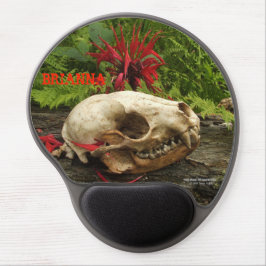 Raccoon schedel oud logboek met varens en rode Mon Gel Muismat