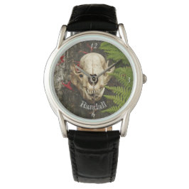 Raccoon schedel oude log varens & rode bij balm bl horloge