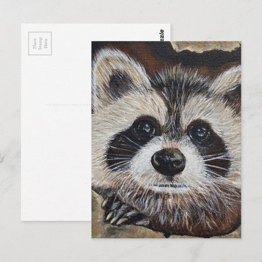 Raccoon schilderen briefkaart (Voorkant / Achterkant)