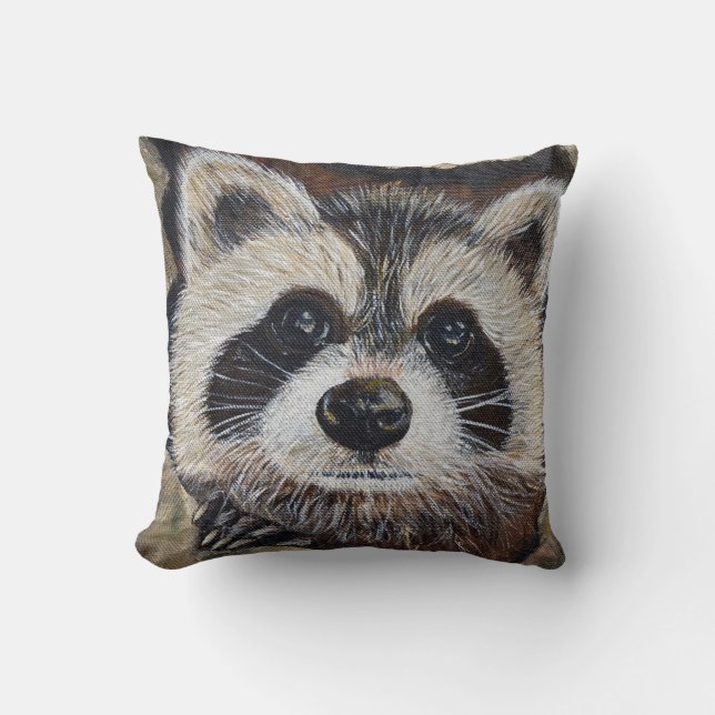Raccoon schilderen kussen (Voorkant)