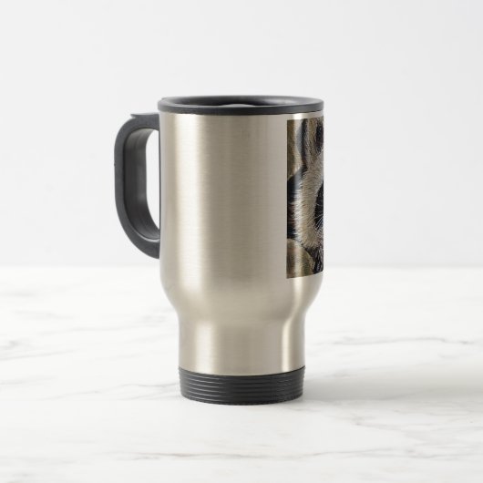 Raccoon schilderen reisbeker (Voorkant links)