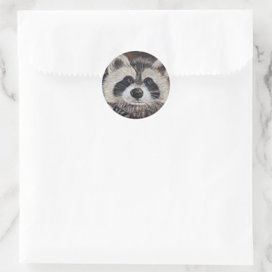 Raccoon schilderen ronde sticker (Tas)