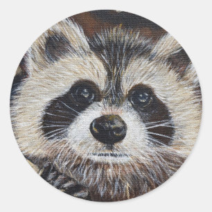 Raccoon schilderen ronde sticker