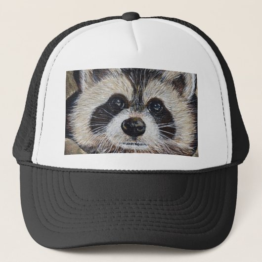 Raccoon schilderen trucker pet (Voorkant)