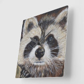 Raccoon schilderen vierkante klok (Hoek)