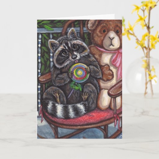 RACCOON schommelstoel Note Kaart (Gele Bloem)