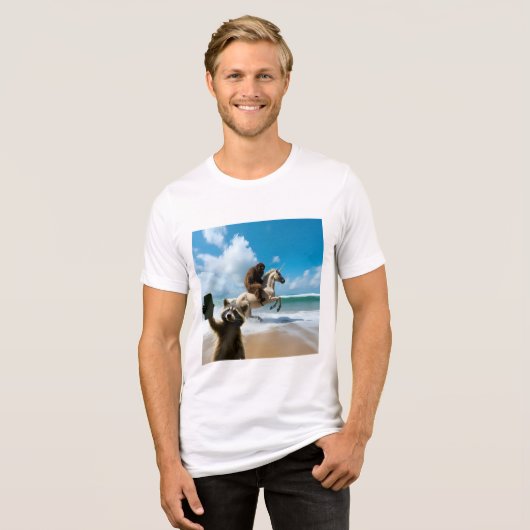 Raccoon Selfie 2 Tri-Blend Shirt (Voorkant volledig)