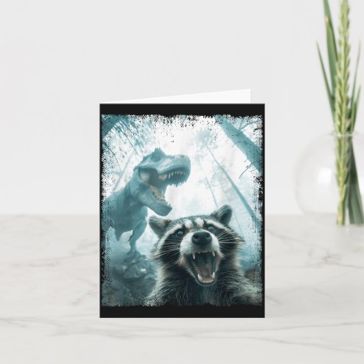 Raccoon Selfie With Tyrannosaurus T Rex Adventure  Kaart (Voorkant)
