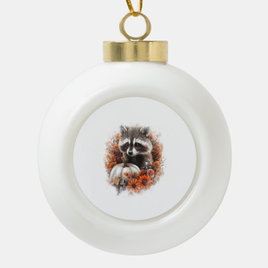 Raccoon Shirt Country Pumpkin Keramische Bal Ornament (Voorkant)