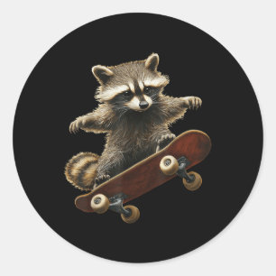 Raccoon Skateboard Skateboarden Grafisch Grafisch Ronde Sticker