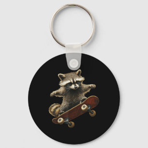 Raccoon Skateboard Skateboarden Grafisch Grafisch Sleutelhanger