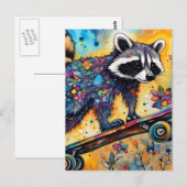 Raccoon skateboarden briefkaart (Voorkant / Achterkant)