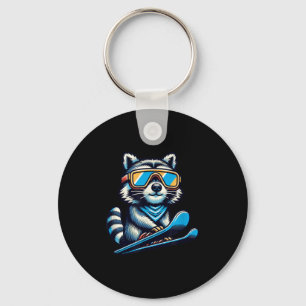 Raccoon skiën Funny Winter en buiten Schattige en Sleutelhanger