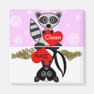 Raccoon & Skunk Clean/Dirty Dishwasher Magnet