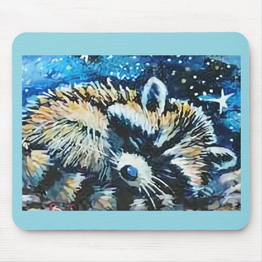 Raccoon sleeping night sky muismat (Voorkant)
