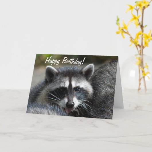 Raccoon Sluiten Kaart (Gele Bloem)