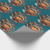Raccoon sneeuw kerstliedjes cadeaupapier (Hoek)