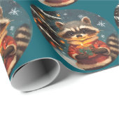 Raccoon sneeuw kerstliedjes cadeaupapier (Rol Hoek)