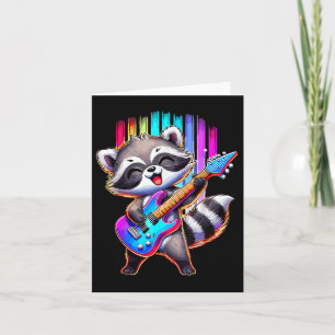 Raccoon speelt gitaarrock en roll kaart