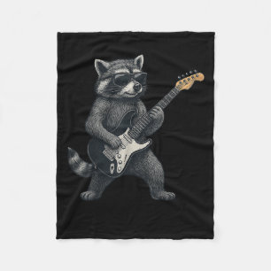 Raccoon spelen gitaar rock en roll cadeau Mannen v Fleece Deken