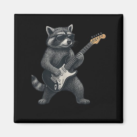 Raccoon spelen gitaar rock en roll cadeau Mannen v Magneet (Voorkant)
