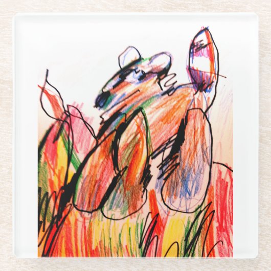 Raccoon spelen herfst glazen onderzetter (Voorkant)