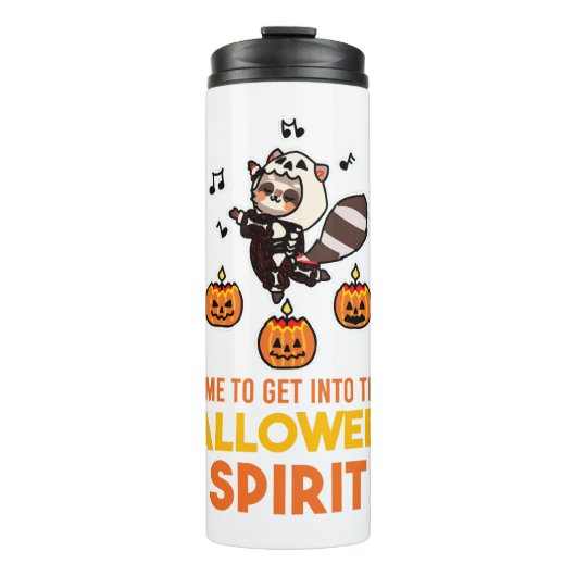 Raccoon Spirit Halloween Pumpkin Party Thermosbeker (Voorkant)