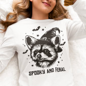 Raccoon Spooky and Feral Halloween witch Tri-Blend Shirt
