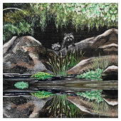 Raccoon Spring Escape Fabric Stof (Close Up)