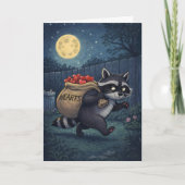Raccoon Stealing Hearts sweet valentines Feestdagen Kaart (Voorkant)
