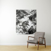 Raccoon Stream Tapestry | Forest Wildlife Art  Wandkleed (In situ)