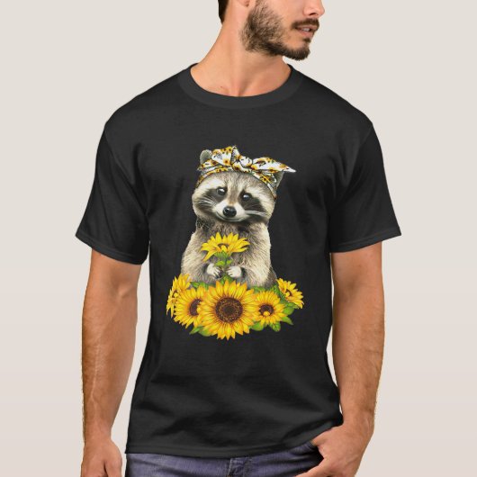 Raccoon Sunflower Raccoon T-shirt (Voorkant)