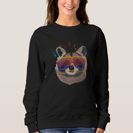 Raccoon Sunglasses Trash Panda Party Animal Funny  Trui (Voorkant)