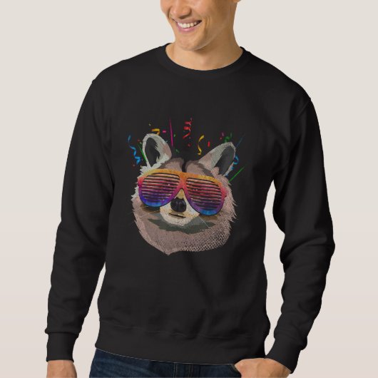 Raccoon Sunglasses Trash Panda Party Animal Funny Trui (Voorkant)
