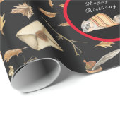 Raccoon Sweet Herfst past Tekst en Kleur aan Cadeaupapier (Rol Hoek)