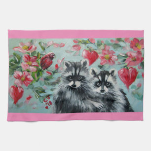 Raccoon Sweethearts Kitchen Towels Theedoek