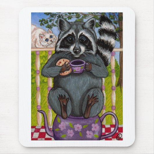 RACCOON Tea Guest Mousepad Muismat (Voorkant)