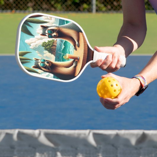 Raccoon Tea Party Pickleball Paddle (Insitu)