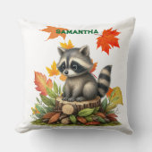 Raccoon Throw Pillow Autumn Raccoon Pillow Cover Kussen (Voorkant)