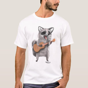 Raccoon Trash Panda die gitaarspeler muzikant zing T-shirt