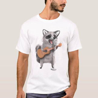 Raccoon Trash Panda die gitaarspeler muzikant zing T-shirt