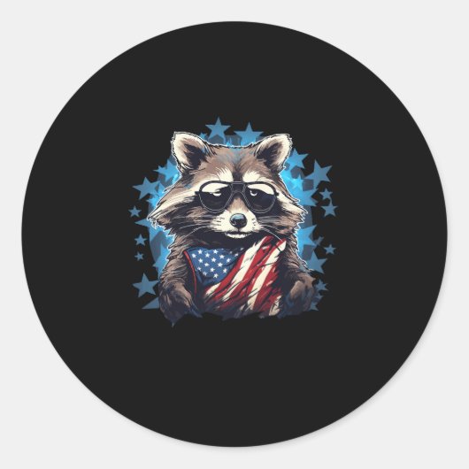 Raccoon trots US Flag Trash Panda Lover Ronde Sticker (Voorkant)
