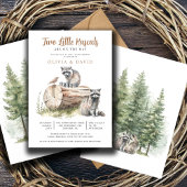 Raccoon Twins Baby shower Kaart