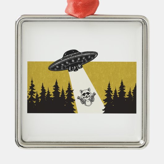 Raccoon UFO Metalen Ornament (Voorkant)