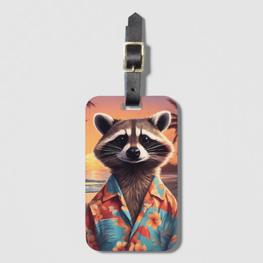 Raccoon Vakantie Bagagelabel (Voorkant (verticaal))