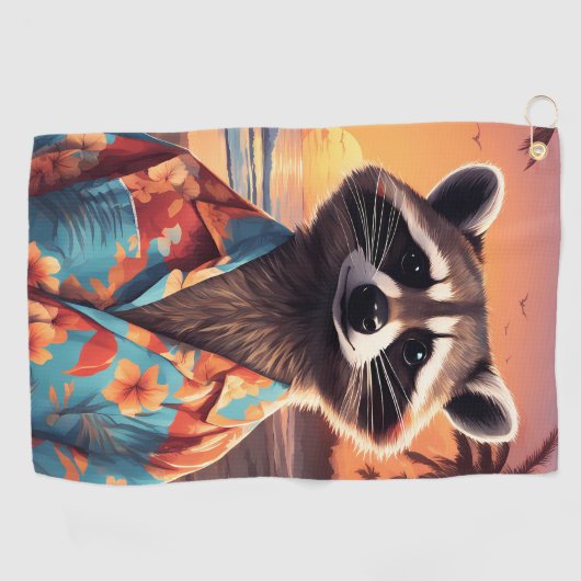 Raccoon Vakantie Golfhanddoek (Horizontaal)